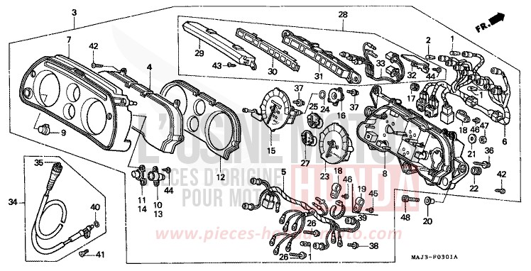 COMPTEUR (ST1100A) de Pan-European ABS MUTE BLACK METALLIC (NH359) 1996